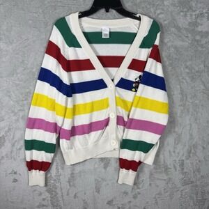 Disney 100 Womens Size L Cardigan Button Up Multicolor Cotton Mickey Mouse Icon